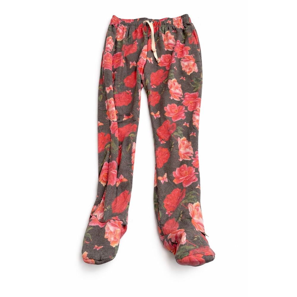 FeeJays Footed Sweatpants Footies Lounge PJ Pants Size Small Floral Jogger NWT